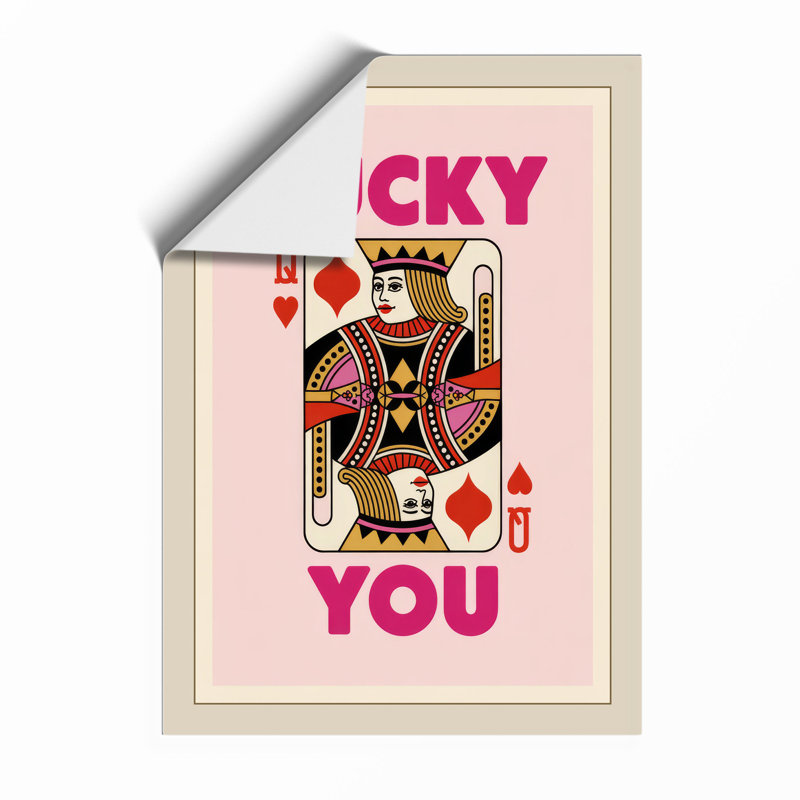Lucky You Playing Card Retro - Print, Unframed, A1 - 84.1 x 59.4 cm