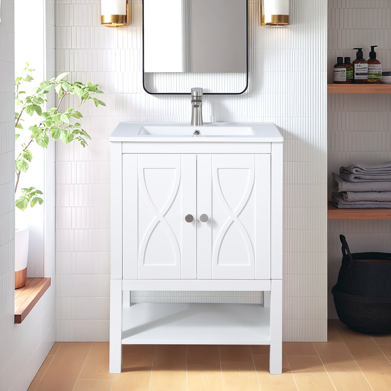 Ensemble de meuble-lavabo simple blanc 24 po
