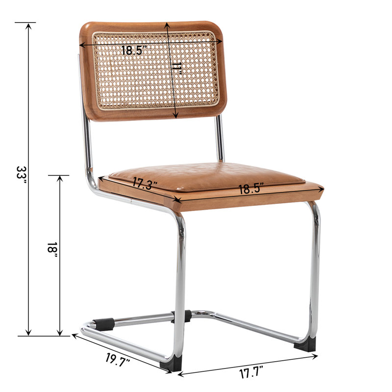 Aubarta 18'' H Faux Leather Upholstered Side Chair, Brown