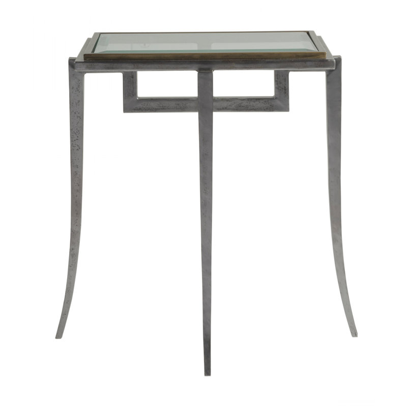 Huxley 24" Transitional Silver Rectangular Glass Spot Table