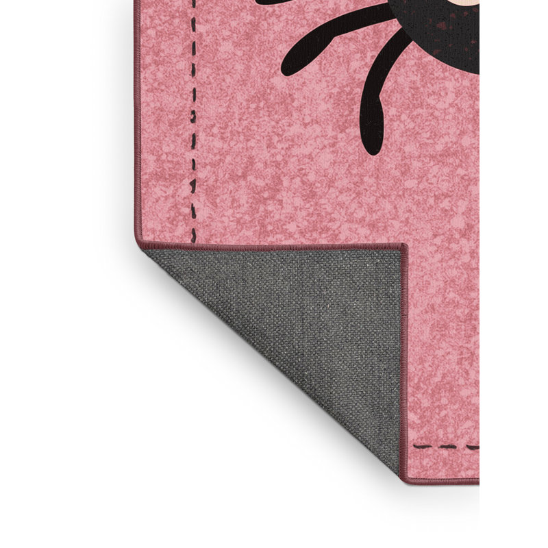 Soft Plush Escoto Halloween Modern & Contemporary Abstract Area Rug in Pink – Rose Binding, 5x8