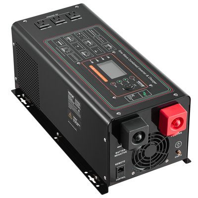 Pure Sine Wave Inverter Charger, 3000 Watt, DC 24V to AC 120V Power Inverter with LCD Display, Remote Control, Solar Inverter for Off-Grid Solar RV Boat Home, Compatible with Various Batteries