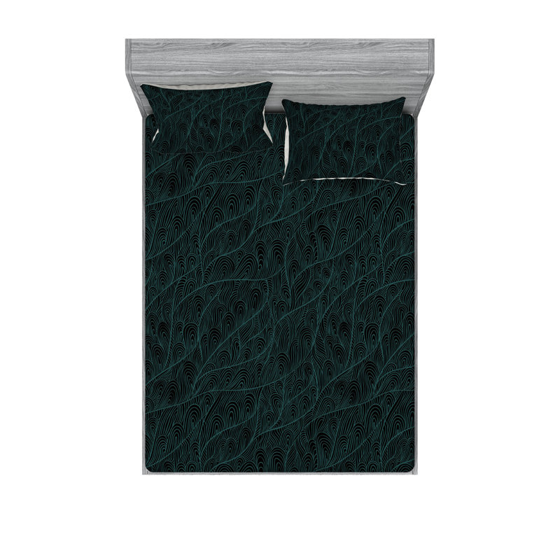 Drap-housse et taies décoratives 3 pièces Ambesonne, Ensemble de draps pour lit double avec 2 taies d'o