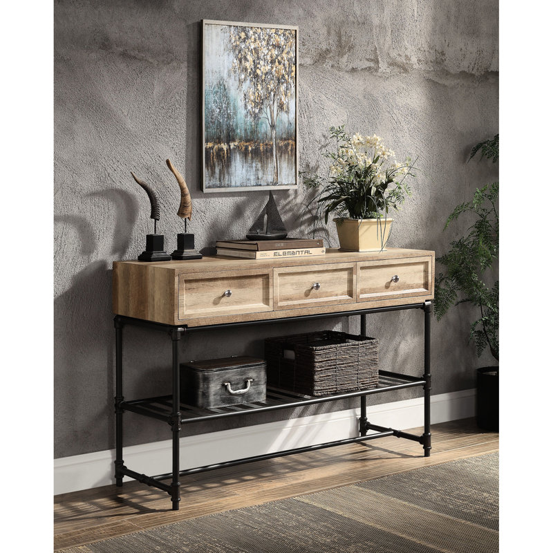 Table fonctionnelle avec pieds en métal et solutions de rangement contemporaines
