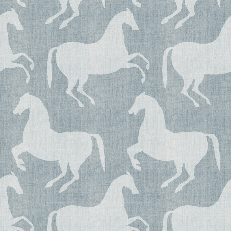Rouleau de papier peint Horses L 10 pi x l 24 po, Bleu étain, Faux Grasscloth, Non encollé
