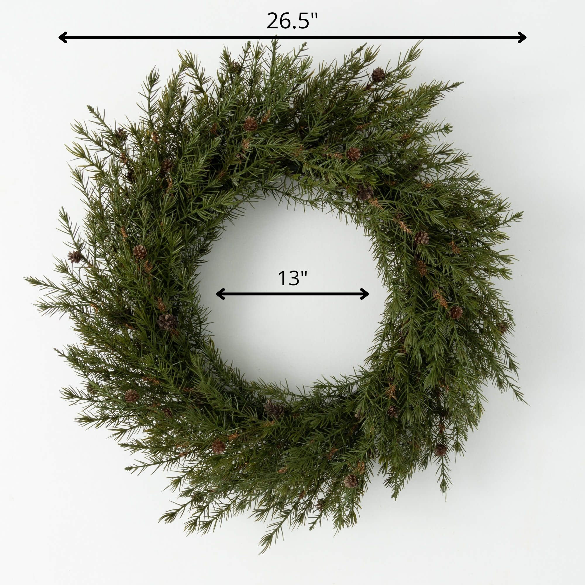 26.5" Artificial Cedar Pinecone Christmas Wreath, Green