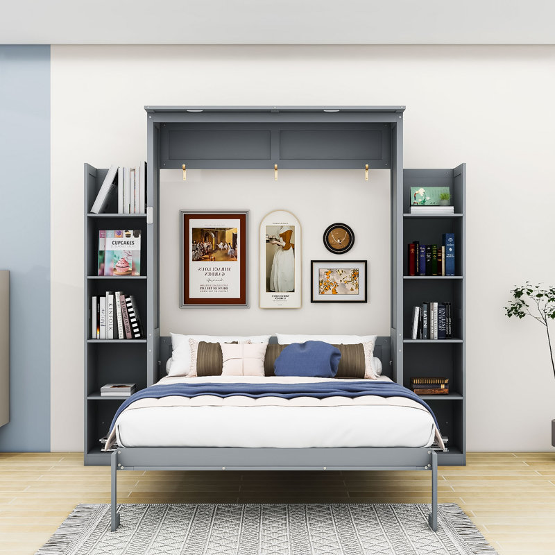 Lit escamotable Marinke Murphy, gris, Double