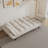 57 inch beige sofa soft two armrests throw pillow pillow