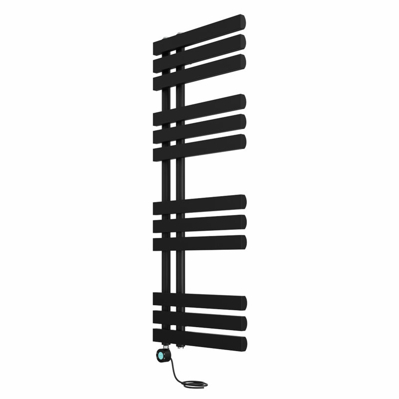Cardia Designer Towel Rail Heated Towel Rails, 120cm H x 45cm W x 7.35cm D, Black