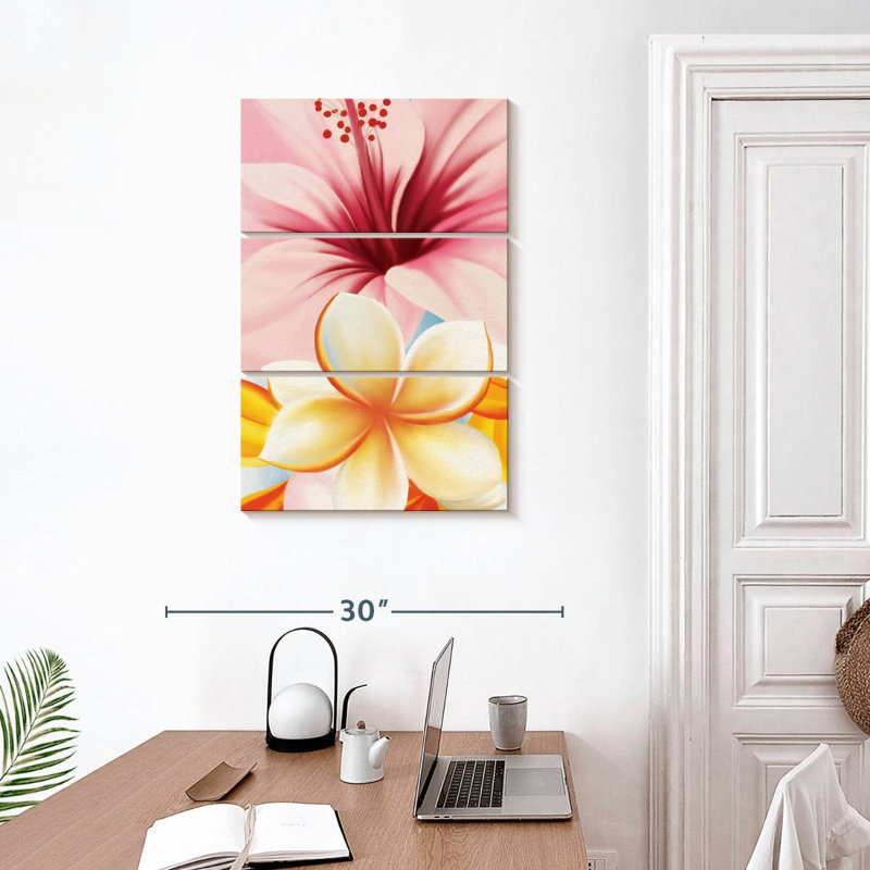Hibiscus et fleurs de plumeria Harnek, H 32 po x l 20 po