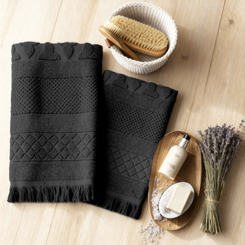 Ensemble de 2 draps de bain en coton Blue Nile Mills, Noir