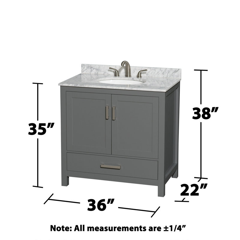 Sheffield 36" Single Bathroom Vanity Set with Mirror, Centerset, Oval, Dark Gray