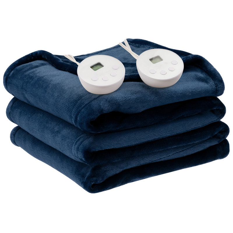 Couverture chauffante en fausse fourrure , Bleu