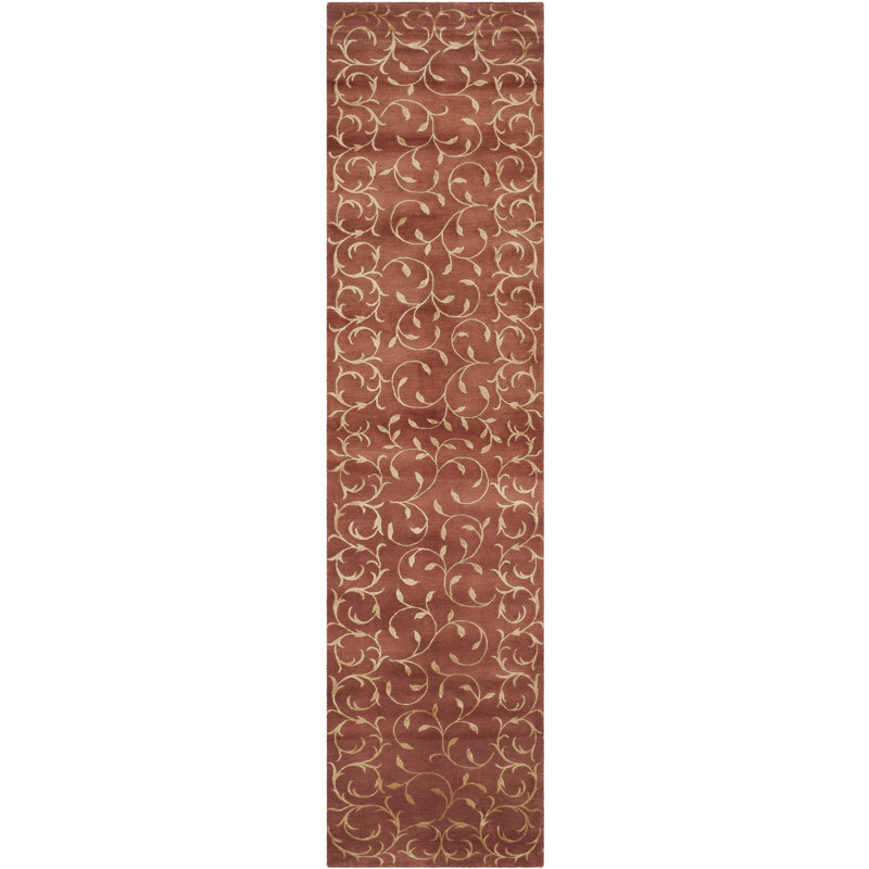 Tapis floral en soie et laine noués à la main Sabha, Tapis de couloir 2 pi 6 po x 10 pi