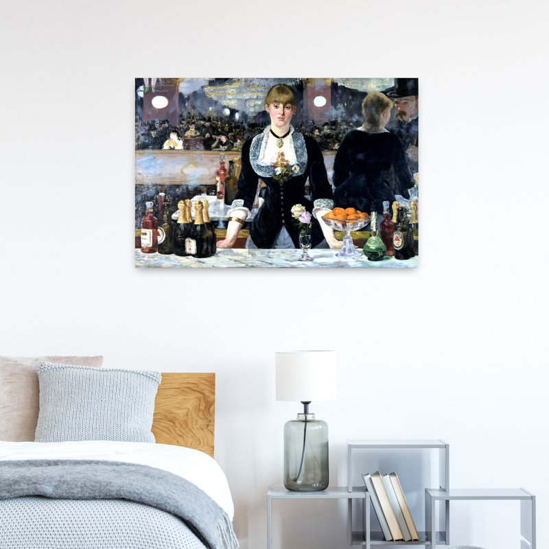 Bar At The Folies Bergeres Classic Contemporary Wall Art Print by Edouard Manet - Wrapped Canvas Print, 60.96cm H x 91.44cm W