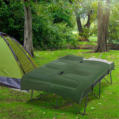 Ensemble de lit de camp portatif pour 2 personnes avec sac de couchage, matelas gonflable gonflable, coussins de confort et sac de transport, doux et confortable pour les vacances à la plage