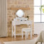 Coiffeuse compacte avec miroir réversible, coiffeuse avec tabouret, coiffeuse compacte pour petits espaces