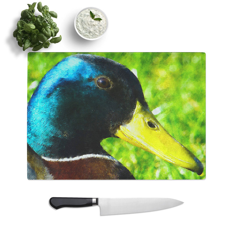 Mallard Duck Painting Chopping Board, 0.4cm H x 28.5cm W x 39cm L