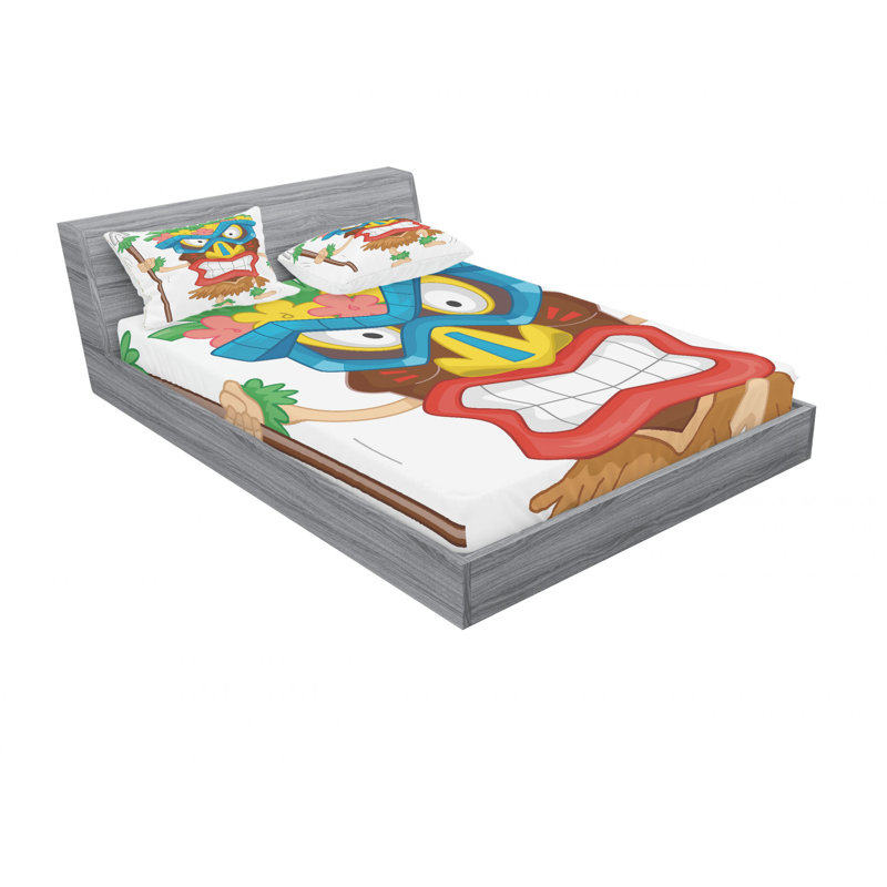 Ensemble de draps portant un masque Coon, Ensemble de drap pour grand lit avec drap-housse
