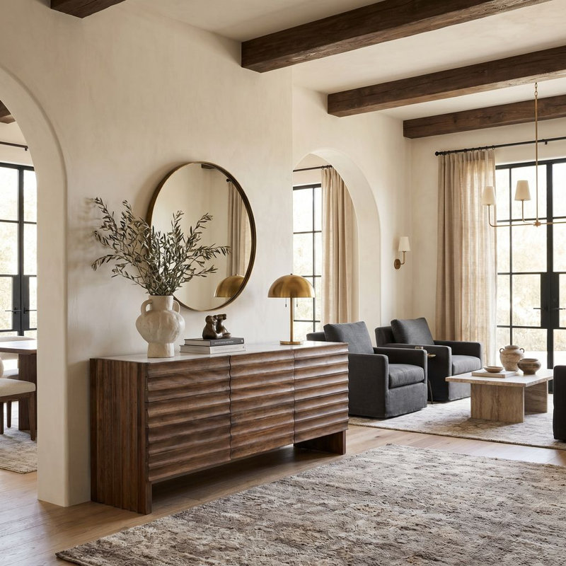 Gauss 72'' W Solid Wood Sideboard, Dark Walnut