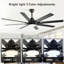 Ventilateur de plafond moderne intelligent de 52 pouces avec lumière, 6 vitesses de vent, avec 8 pales en ABS noir, télécommande vocale, ventilateur pour chambre à coucher, salon, patio, cuisine, etc.-1123484277-1123484275
