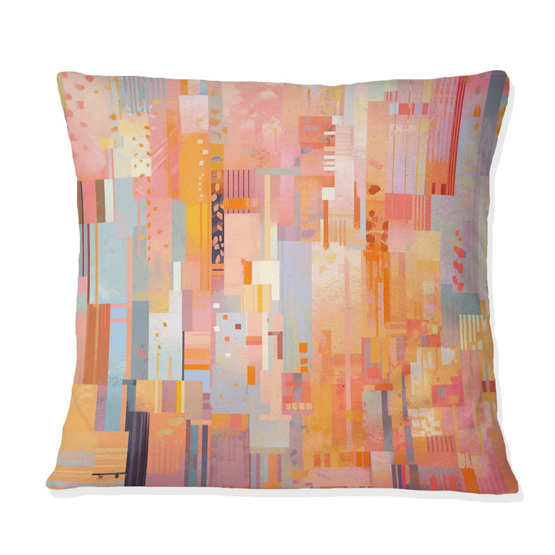 Coussin décoratif rose orange brisé - Cubism