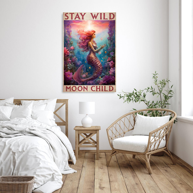 Mermaid Stay Wild Moon Child, H 14 po x l 11 po x P 1,25 po