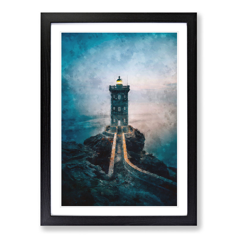 Lighthouse in Le Conquet France - Picture Frame Graphic Art Print, Black Framed, 45cm H x 33cm W x 2cm D