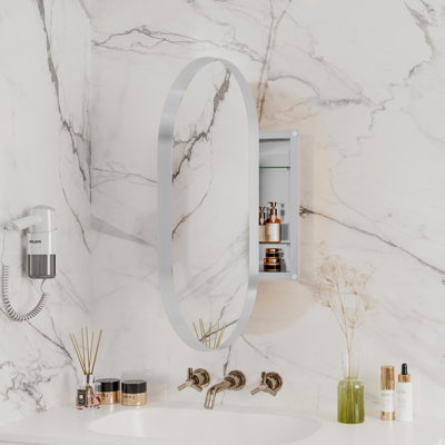 20x34 Inch Oval Recessed Medicine Cabinet