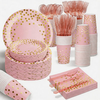 Vaisselle jetable 175 pièces pour anniversaire, fête de naissance et mariages