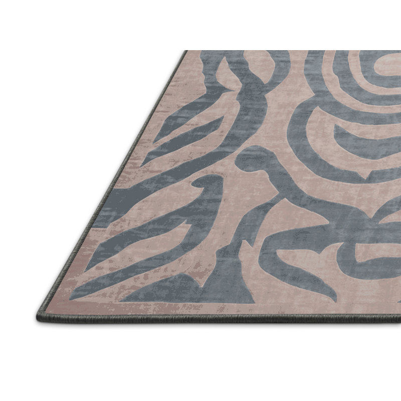 Tapis gris soyeux et moelleux, Rond 8 pi
