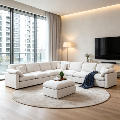 Canapé d'angle surdimensionné avec canapé-lit modulaire en chenille 8 pièces