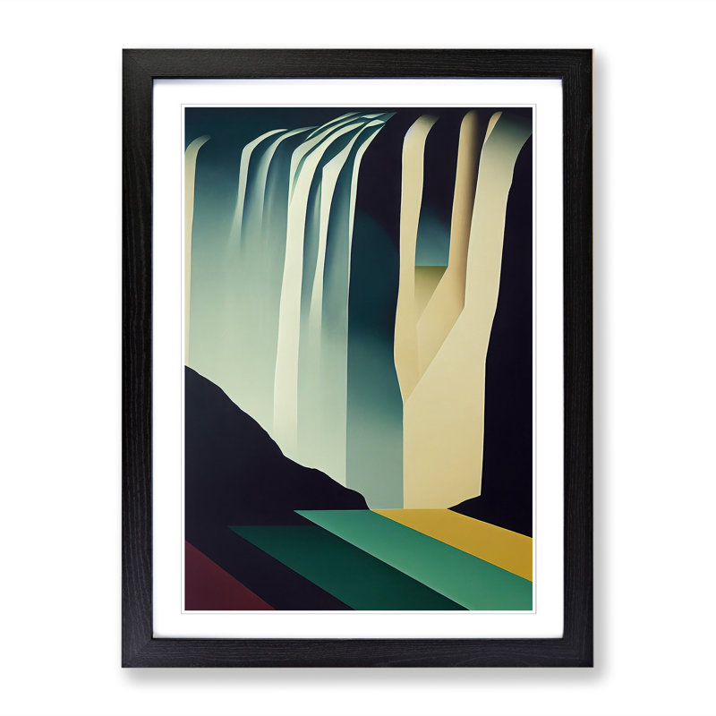 Waterfall Modern Design Vol.2 - Single Picture Frame Print, 34cm H x 25cm W x 2cm D, Black
