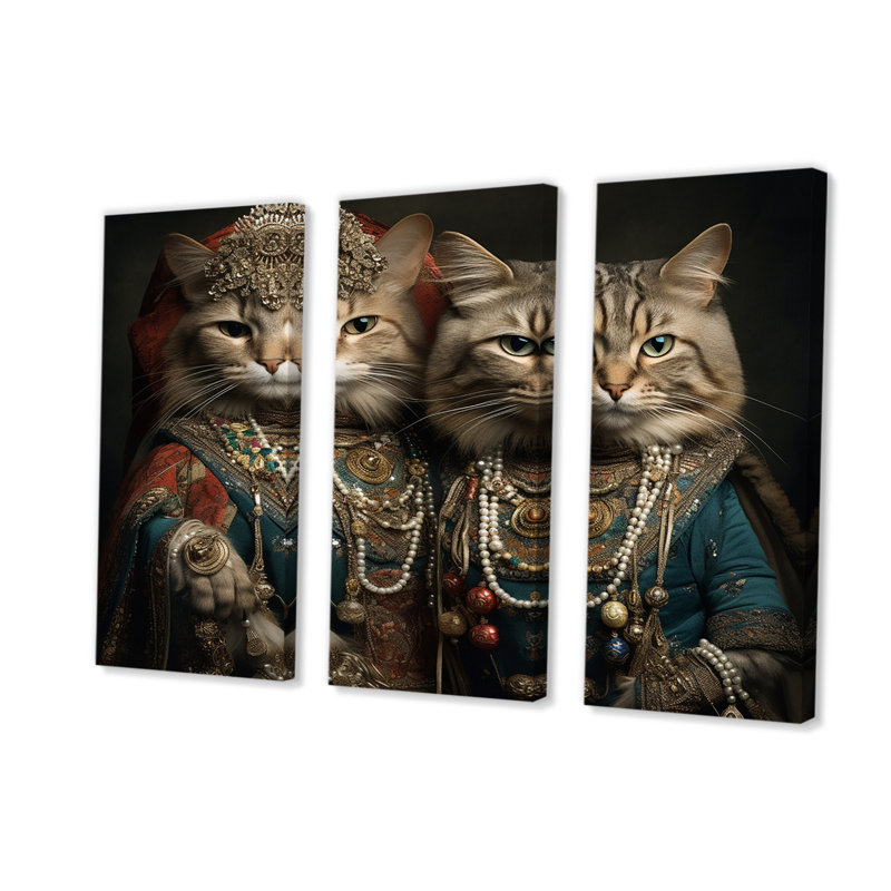 Cats In Retro Fashion III - animaux, ensemble de reproductions d'art mural, H 28 po x l 36 po x P 1 po
