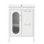 Meuble-lavabo de 61 cm (24 po) avec lavabo, deux tiroirs, une porte, étagère réglable, base en bois massif, verre, blanc, design moderne, finition peinte sous plan, forme rectangulaire, à poser.