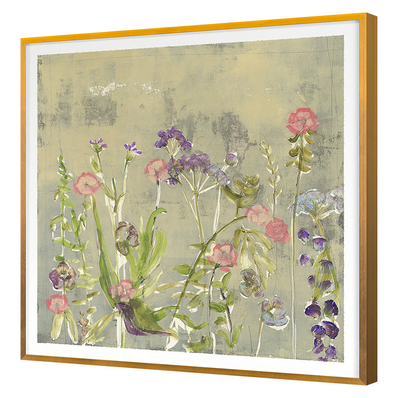 Floral Illustration 2 Print by Maeve Harris, Gold Framed, 42" H x 42" W