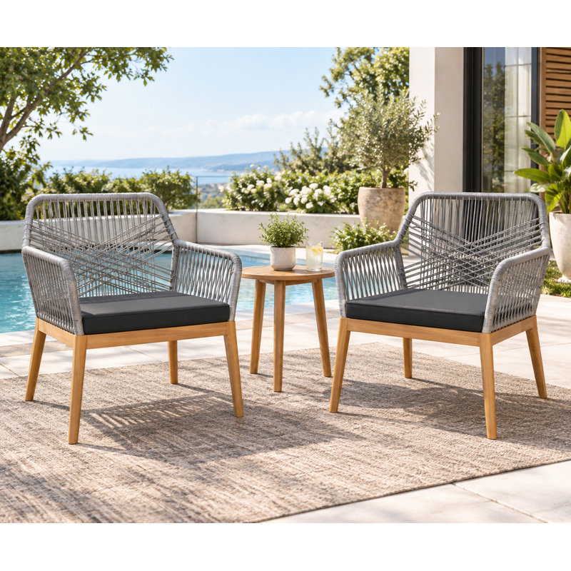 Ensemble de 2 chaises d'extérieur en bois d'acacia avec coussins