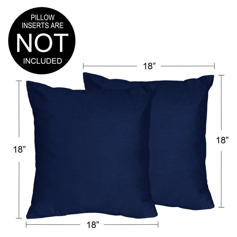Stripe Navy Grey Collection Solid Navy Blue Brushed Microfiber Decorative Square Indoor Throw Pillow Covers (Set of 2) by Sweet Jojo Designs