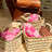 White And Beige Striped Wicker Baskets