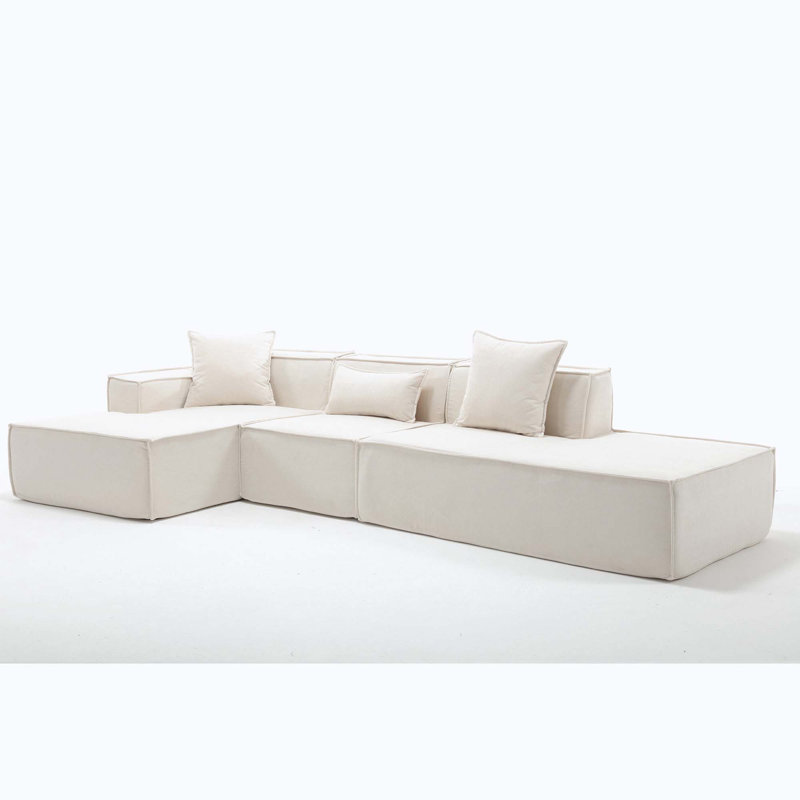 Modular Sofa,No Assembly Needed, Left Hand Facing, Beige