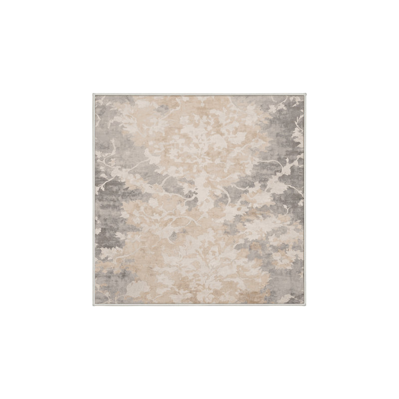 Tapis gris lavable à la machine, Carré 6 pi