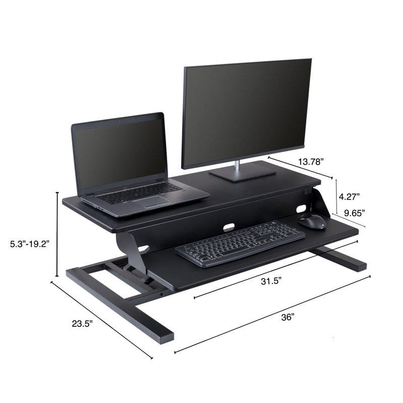 Mcmann Adjustable Metal Base Standing Desk Converter, 19.2" H x 36" W x 23.5" D