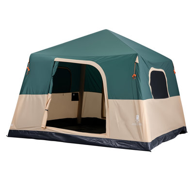 Camping Tent, 6 Person Inflatable Cabin Tent with Rechargeable Pump, TPU Air Tube & 4 Large Mesh Windows, Portable Easy Setup Waterproof with Carry Bag for Family Outdoor Camping & Hiking, Green