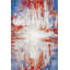 Tapis bleu lavable à motif abstrait bleu et orange-1235517199