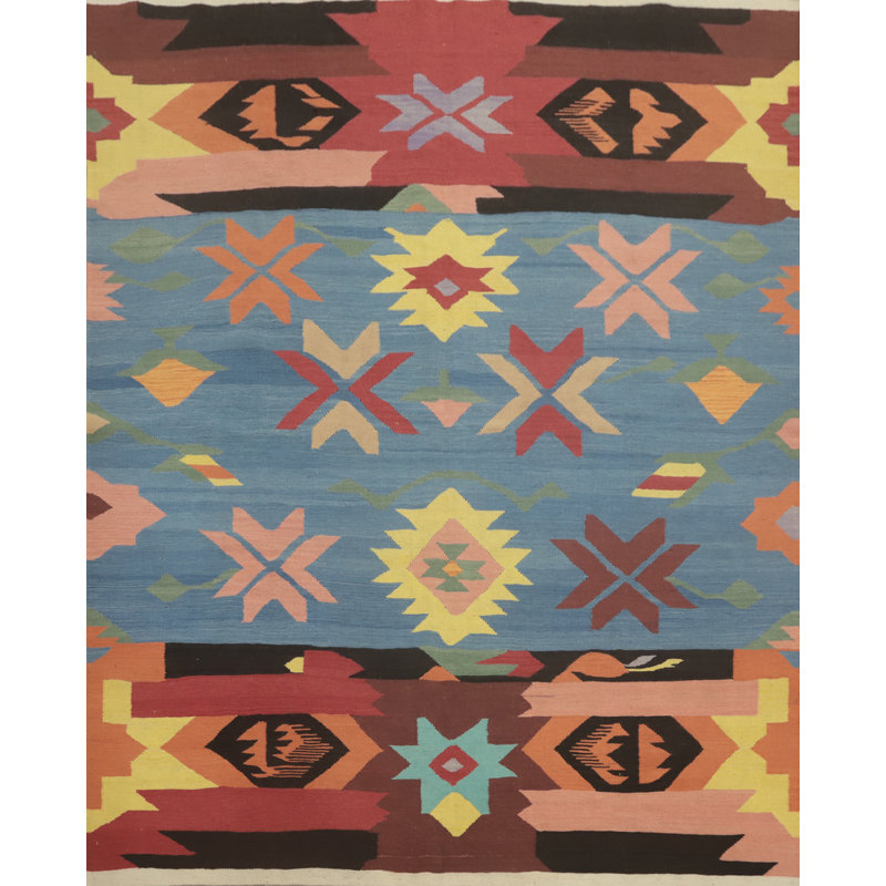Tapis carré bleu Kilim 8 x 8