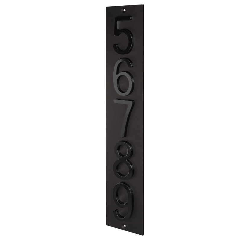 Plaque d'adresse verticale en aluminium Royal Shade, Noir, Oui, Noir