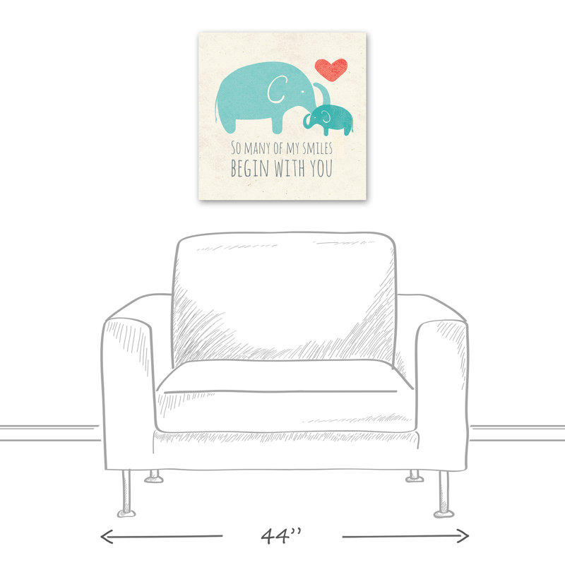 Art sur toile sourires éléphants Maylie, H 20 po x l 20 po x P 1,25 po