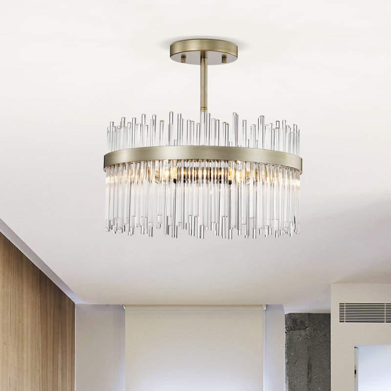 Iola 4-Light 17" Brushed Silver-ish Champagne Semi Flush Mount 
