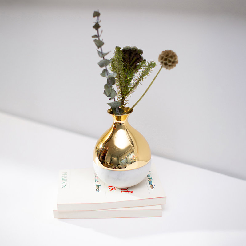Gold and Marble Bud Shaped Table Vase