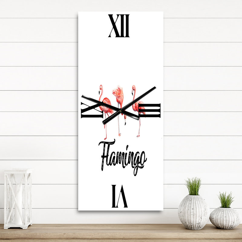 Horloge murale trois flamants roses, Grand